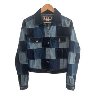 R4R 90’s Rave4Real Patchwork Denim Jacket Size L Vintage Y2K Grunge